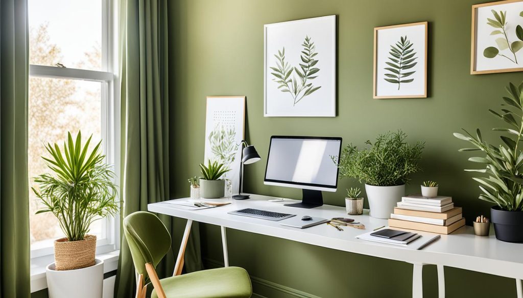 olive green home office