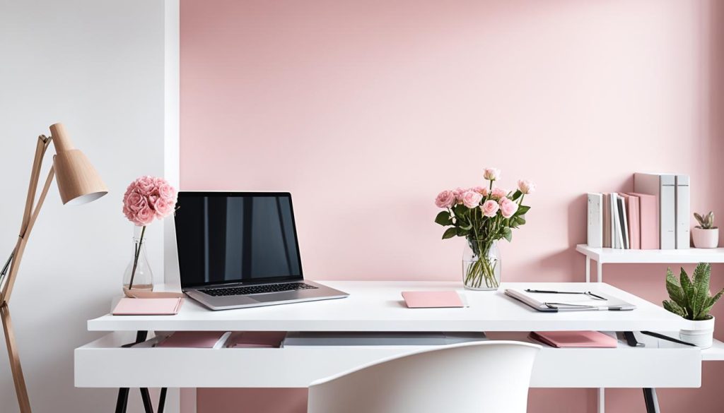 rose pink home office